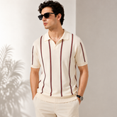 COTTON EAGLE FLAT KNIT STRIPE POLO (OFF-WHITE)