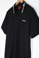 HGO BOS Imported Tipped Collar Polo (Black)