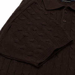 RL12 PREMIUM CABEL-KNIT BUTTON POLO SHIRT (BROWN)