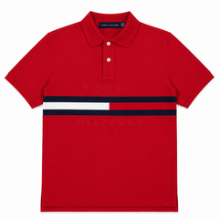 TOMMY SIGNATURE STRIPE POLO SHIRT (RED)