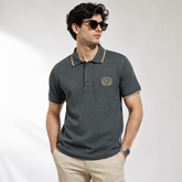 COTTON EAGLE WAFFLE KNIT TIPPING POLO SHIRT (DUSTY OLIVE)