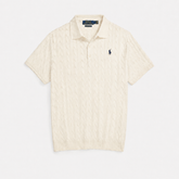 RL PREMIUM CABEL-KNIT BUTTON POLO SHIRT (OFF-WHITE)