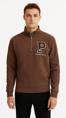 RL PREMIUM P LOGO COTTON FLEECE ZIP-UP (CHOCLATE BROWN)