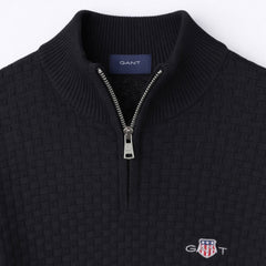 G.A.N.T IMPORTED BASKET WEAVE KNITTED SWEATER (BLACK)