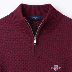 G.A.N.T IMPORTED BASKET WEAVE KNITTED SWEATER (MAROON)