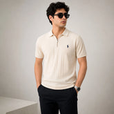 RL DROP NEEDLE POLO SHIRT (OFF-WHITE)