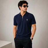 RL DROP NEEDLE POLO SHIRT (NAVY BLUE)
