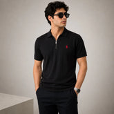 RL DROP NEEDLE POLO SHIRT (BLACK)
