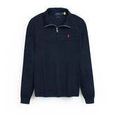 RL small Pony Thermal Mockneck Zip-Up (Dark Navy)
