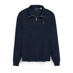 RL small Pony Thermal Mockneck Zip-Up (Dark Navy)