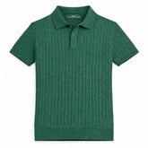 COTTON EAGLE MEN'S CABLE KNIT BTN POLO SHIRT (GREEN)