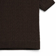 COTTON EAGLE MEN'S CABLE KNIT BTN POLO SHIRT (CHOCLATE BROWN)