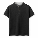 Z.A.R.A WAFFLE KNIT HENLEY T-SHIRT (BLACK)