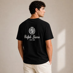 RL RELAXED FIT COTTON JERSEY GRAPHIC T-SHIRT (BLACK)