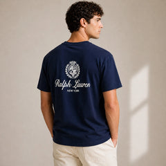 RL RELAXED FIT COTTON JERSEY GRAPHIC T-SHIRT (NAVY BLUE)