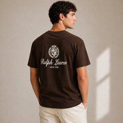 RL RELAXED FIT COTTON JERSEY GRAPHIC T-SHIRT (BROWN)