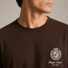 RL RELAXED FIT COTTON JERSEY GRAPHIC T-SHIRT (BROWN)