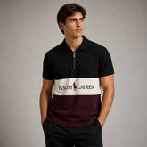 RL TWO TONE QUATER ZIPPER POLO SHIRT (BLACK&MAROON)