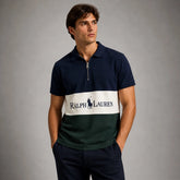 RL TWO TONE QUATER ZIPPER POLO SHIRT (NAVY&GREEN)