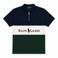 RL TWO TONE QUATER ZIPPER POLO SHIRT (NAVY&GREEN)