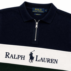 RL TWO TONE QUATER ZIPPER POLO SHIRT (NAVY&GREEN)