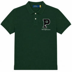 RL P LOGO COTTON PIQUE POLO SHIRT (DK GREEN)