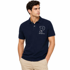 RL P LOGO COTTON PIQUE POLO SHIRT (NAVY BLUE)