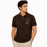 RL P LOGO COTTON PIQUE POLO SHIRT (CHOCLATE BROWN)
