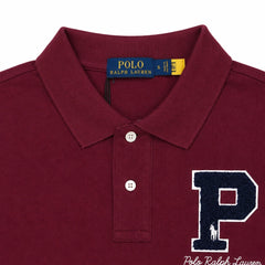 RL P LOGO COTTON PIQUE POLO SHIRT (MAROON)