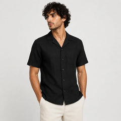 COTTON EAGLE RELAXED FIT IRISH LINEN SHIRT (GALAXY BLACK)