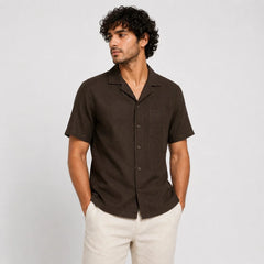 COTTON EAGLE RELAXED FIT IRISH LINEN SHIRT (ESPRESSO BROWN)