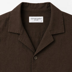 COTTON EAGLE RELAXED FIT IRISH LINEN SHIRT (ESPRESSO BROWN)