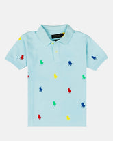 RL Kid's Premium All Over Horse Print Polo Shirt (Sky Blue)
