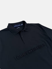 TH PREMIUM EMBOSSED LOGO POLO SHIRT (BLACK)