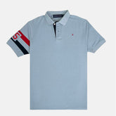 TH PREMIUM SLEEVE STRIPE POLO SHIRT (SKY BLUE)
