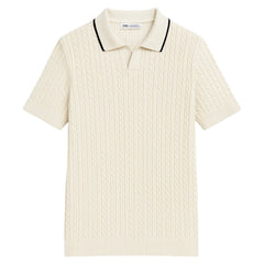 Z.A.R.A PREMIUM TIPPED COLLAR KNITTED POLO (OFF-WHITE)