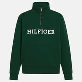 TH EMB HLFGR COTTON FLEECE ZIP-UP (GREEN)