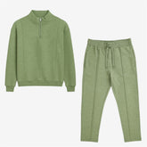 Z.A.R.A PREMIUM COTTON FLEECE FRONT PANEL TRACKSUIT (OLIVE MELANGE)