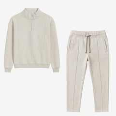 Z.A.R.A PREMIUM COTTON FLEECE FRONT PANEL TRACKSUIT (OATMEAL MELANGE)