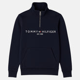 Tommy Premium Cotton Fleece Self Emb Zip-Up (Navy Blue)