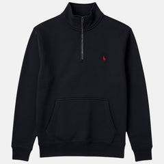 RL PREMIUM SMALL PONY COTTON FLEECE QUARTER ZIP MOCKNECK (BLACK)