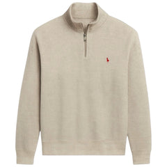 RL PREMIUM S/P COTTON THERMAL ZIP-UP MOCK NECK LIGHT BEIGE (SLIM FIT)