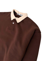 Z.A.R.A CONTRAST COLLAR DOWNSHOULDER SWEATSHIRT (CHOCLATE BROWN)