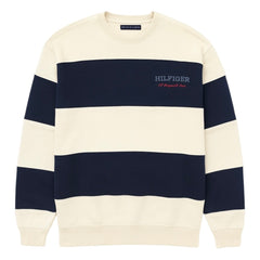 TH PREMIUM HILFIGER COTTON FLEECE PANELED SWEATSHIRT (STONE & NAVY)