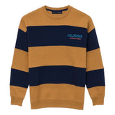 TH PREMIUM HILFIGER COTTON FLEECE PANELED SWEATSHIRT (CAMEL & NAVY)