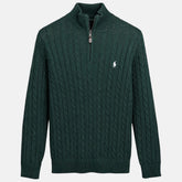 RL IMPORTED SINGLE PONY CABLE KNIT SWEATER (GREEN)