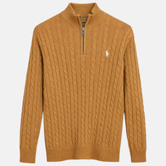 RL IMPORTED SINGLE PONY CABLE KNIT SWEATER (CAMEL)