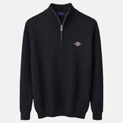 G.A.N.T IMPORTED BASKET WEAVE KNITTED SWEATER (BLACK)