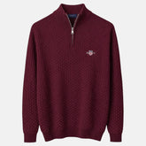 G.A.N.T IMPORTED BASKET WEAVE KNITTED SWEATER (MAROON)