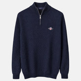 G.A.N.T IMPORTED BASKET WEAVE KNITTED SWEATER (NAVY BLUE)